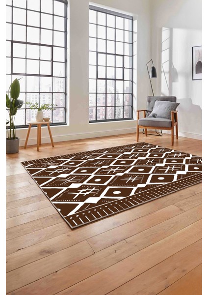 Baskılı Iskandinav Etnik Kilim Model Yıkanabilir Yolluk Mutfak Salon Halısı, Iskandinav-37-Kahve, fırsatları