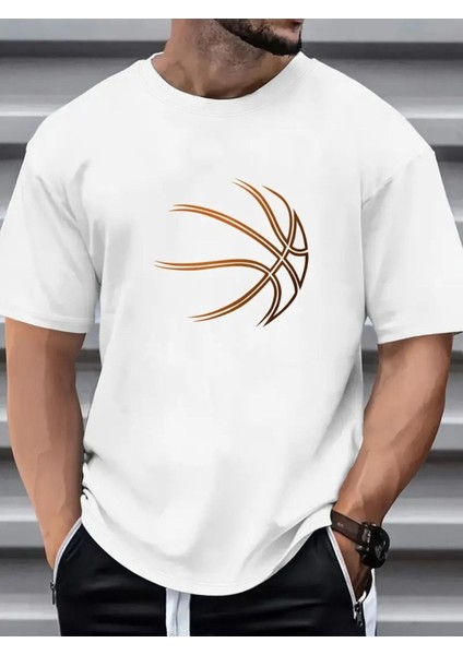 Erkek Basketbol Basklı T-Shirt Yeni Sezon Oversize Salaş