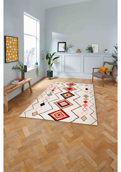 Baskılı Iskandinav Kilim Görünümlü Yıkanabilir Yolluk Mutfak Salon Halısı, Iskandinav-35-Renkli, fiyatları