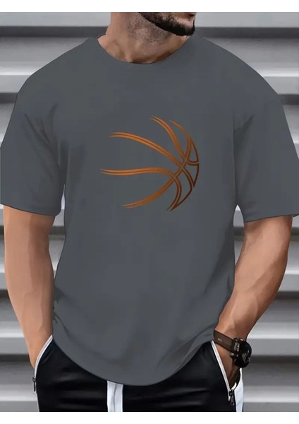 Erkek Basketbol Basklı T-Shirt Yeni Sezon Oversize Salaş
