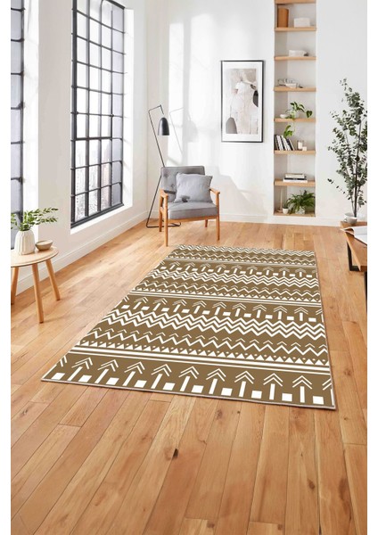 Baskılı Iskandinav Kilim Görünümlü Yıkanabilir Yolluk Mutfak Salon Halısı, Iskandinav-53-Bej, modelleri