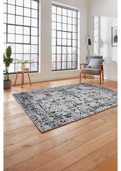 Baskılı Iskandinav Sade Modern Yıkanabilir Yolluk Mutfak Salon Halısı, Iskandinav-58-Gri,