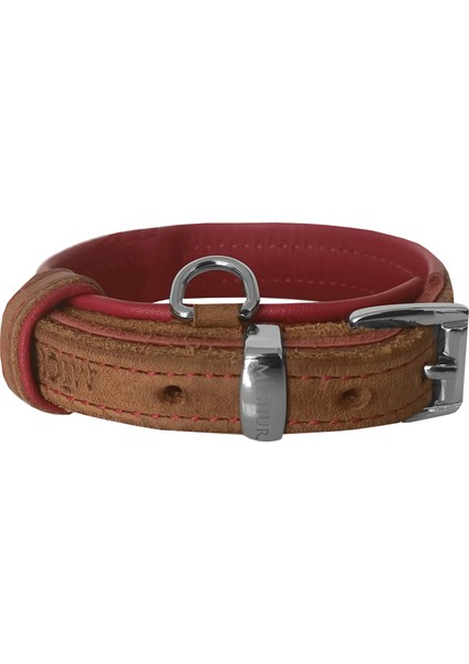 Lüks Deri Köpek Boyun Tasması 2X25-32 cm Kırmızı Kahverengi