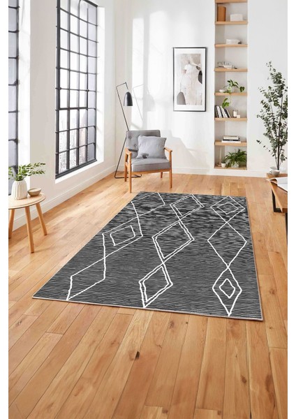 Baskılı Iskandinav Geometrik Model Yıkanabilir Yolluk Mutfak Salon Halısı, Iskandinav-45-Gri, modelleri