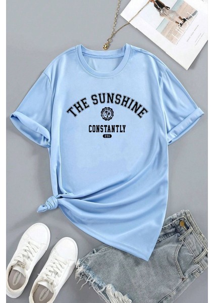 Kadın The Sunshine Baskılı Tasarım Tshirt Oversize Salaş