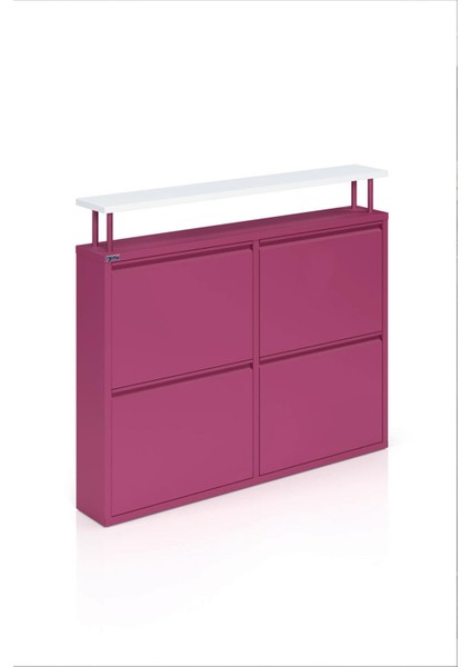 Tablalı 4'lü Metal Ayakkabılık - Pembe