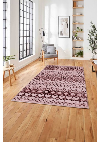 Dijital Baskılı Iskandinav Motifli Yıkanabilir Yolluk Mutfak Salon Halısı, Iskandinav-40-Bordo, modelleri