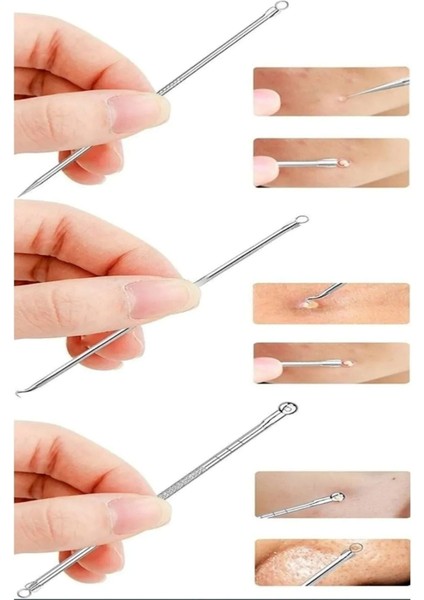 4 Lü Kutulu Paslanmaz Komedon Akne - Siyah Nokta Temizleyici Set modelleri