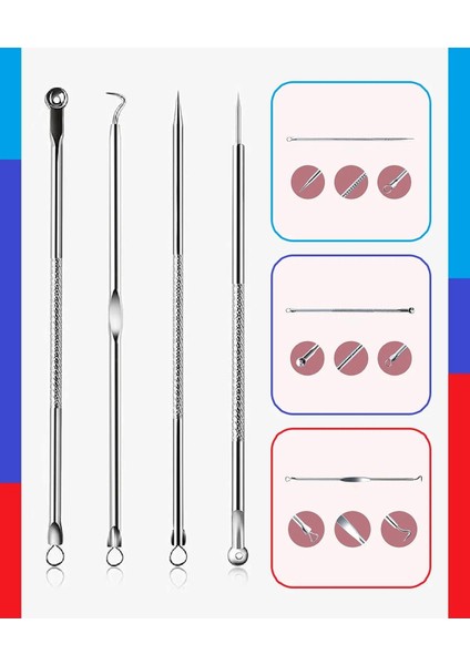 4 Lü Kutulu Paslanmaz Komedon Akne - Siyah Nokta Temizleyici Set indirimleri
