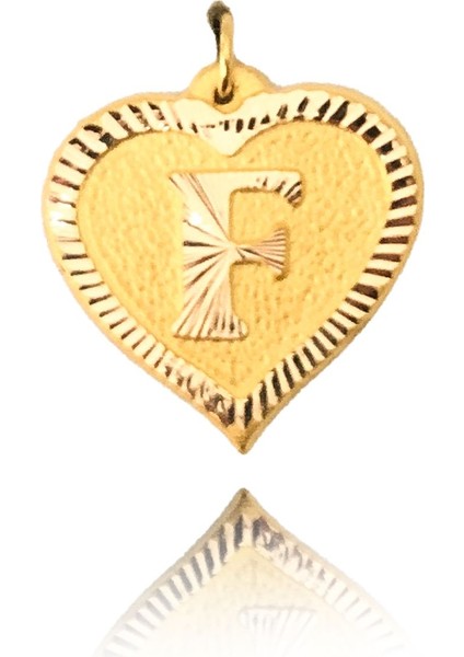 0.25 Gram 14 Ayar F Harfi Kalp Kolye Ucu