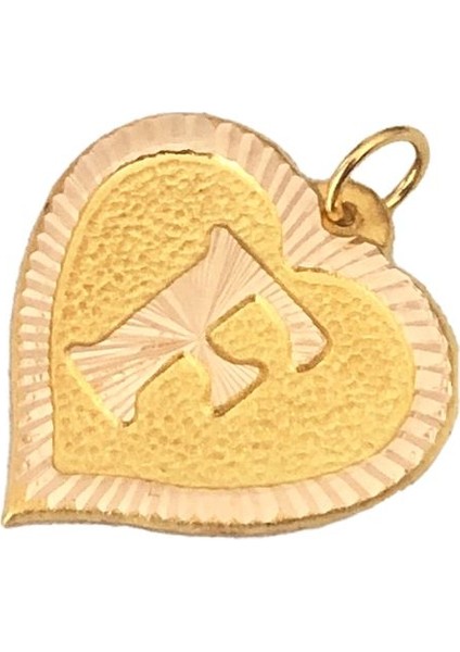 0.25 Gram 14 Ayar F Harfi Kalp Kolye Ucu