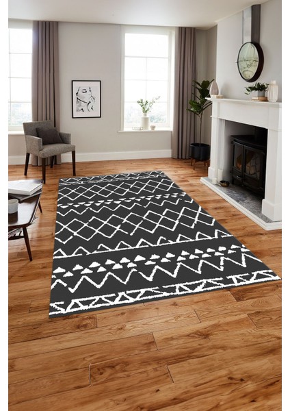 Dijital Baskılı Iskandinav Modelli Yıkanabilir Yolluk Mutfak Salon Halısı, Iskandinav-39-Gri,