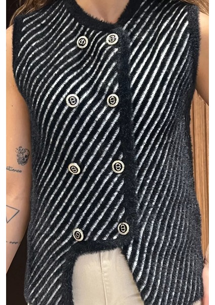 Kadın Yumoş Iplik Sakallı Triko Yelek modelleri