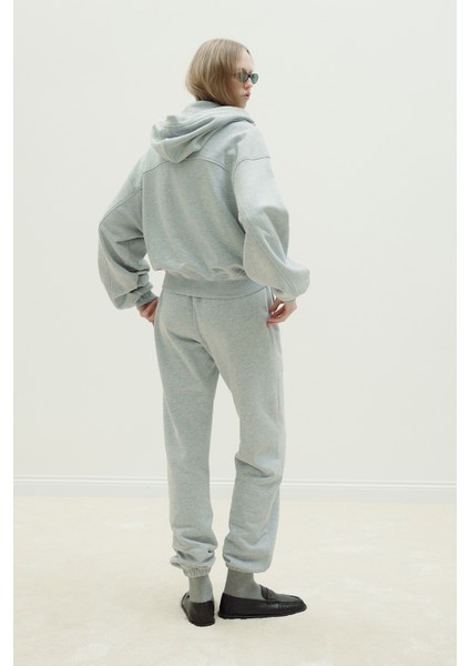 Gri Gala Düğmeli Oversize Sweat