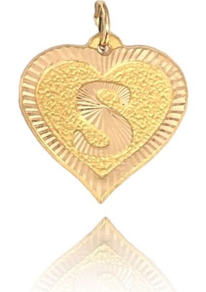0.25 Gram 14 Ayar S Harfi Kalp Kolye Ucu