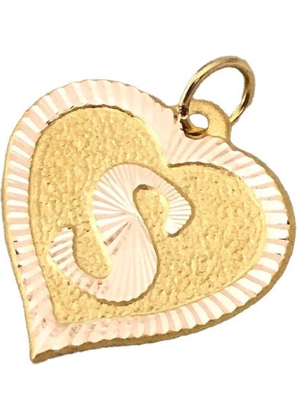 0.25 Gram 14 Ayar S Harfi Kalp Kolye Ucu