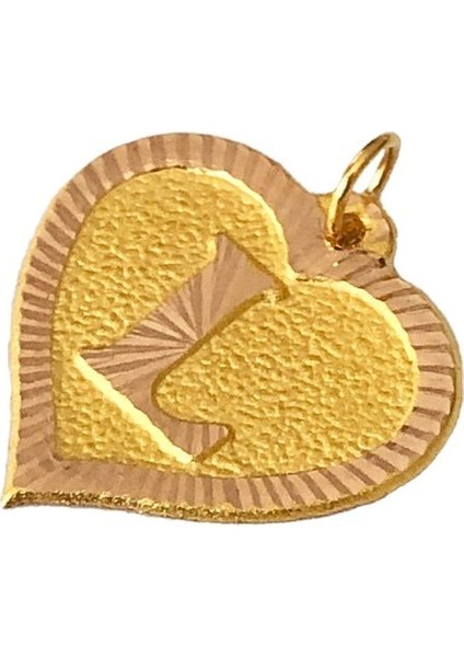 0.25 Gram 14 Ayar L Harfi Kalp Kolye Ucu