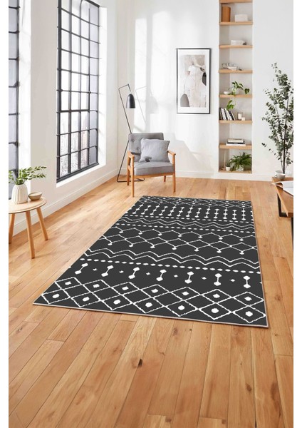 Baskılı Iskandinav Akrilik Desen Yıkanabilir Yolluk Mutfak Salon Halısı, Iskandinav-48-Gri,