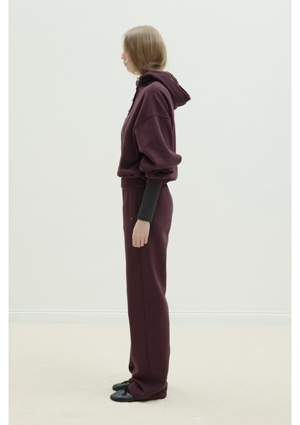 Mürdüm Gala Düğmeli Oversize Sweat