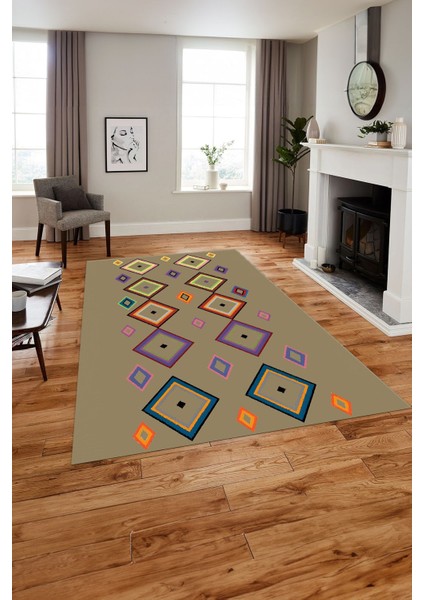 Baskılı Iskandinav Sade Modern Yıkanabilir Yolluk Mutfak Salon Halısı, Iskandinav-49-Bej,