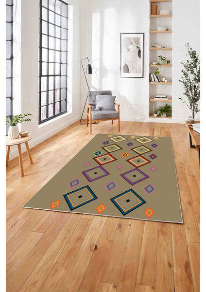 Baskılı Iskandinav Sade Modern Yıkanabilir Yolluk Mutfak Salon Halısı, Iskandinav-49-Bej, modelleri