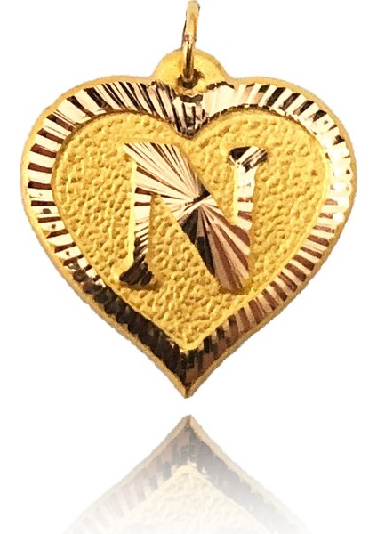 0.25 Gram 14 Ayar N Harfi Kalp Kolye Ucu