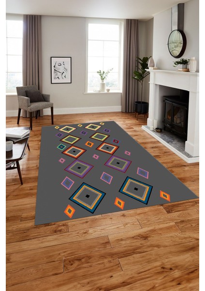 Baskılı Iskandinav Sade Modern Yıkanabilir Yolluk Mutfak Salon Halısı, Iskandinav-49-Gri,