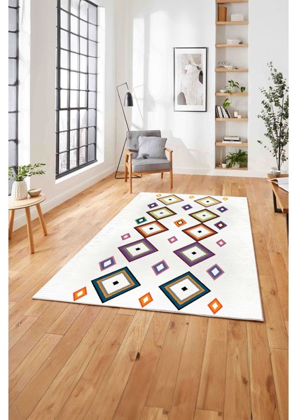 Baskılı Iskandinav Sade Modern Yıkanabilir Yolluk Mutfak Salon Halısı, Iskandinav-49-Beyaz, modelleri