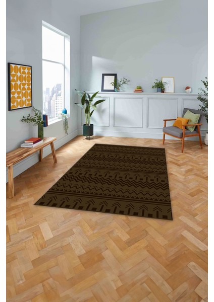 Baskılı Iskandinav Kilim Görünümlü Yıkanabilir Yolluk Mutfak Salon Halısı, Iskandinav-53-Kahve, fiyatları