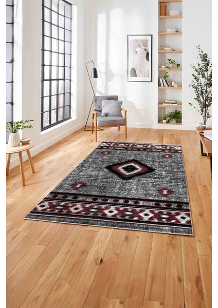 Dijital Baskılı Iskandinav Klasik Motif Yıkanabilir Yolluk Mutfak Salon Halısı, Iskandinav-56-Bordo, modelleri