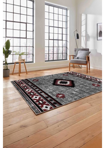 Dijital Baskılı Iskandinav Klasik Motif Yıkanabilir Yolluk Mutfak Salon Halısı, Iskandinav-56-Bordo, fırsatları