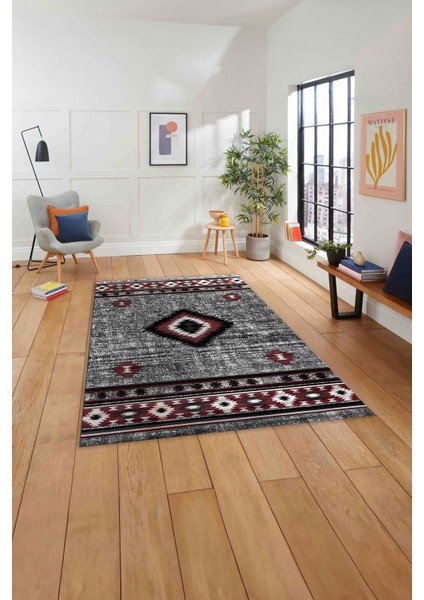 Dijital Baskılı Iskandinav Klasik Motif Yıkanabilir Yolluk Mutfak Salon Halısı, Iskandinav-56-Bordo, indirimleri