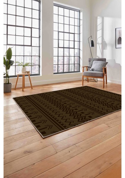 Baskılı Iskandinav Kilim Görünümlü Yıkanabilir Yolluk Mutfak Salon Halısı, Iskandinav-53-Kahve, fırsatları