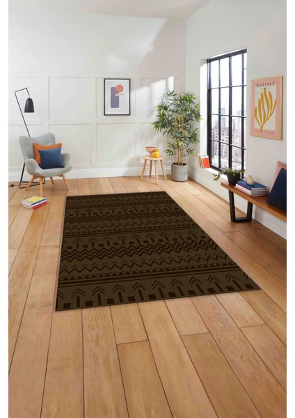 Baskılı Iskandinav Kilim Görünümlü Yıkanabilir Yolluk Mutfak Salon Halısı, Iskandinav-53-Kahve, indirimleri