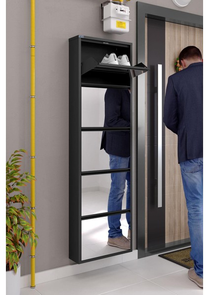 5'li Metal Ayakkabılık - Siyah/aynalı fiyatları