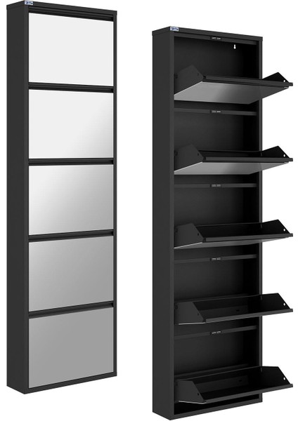 5'li Metal Ayakkabılık - Siyah/aynalı fırsatları