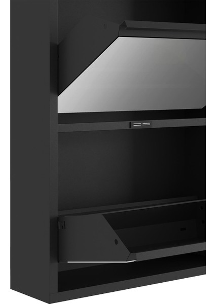 5'li Metal Ayakkabılık - Siyah/aynalı