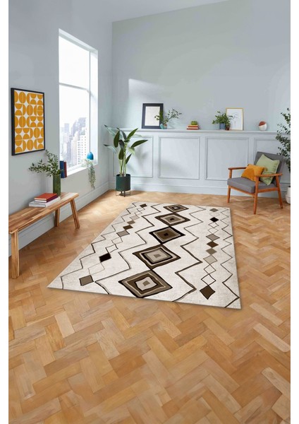 Baskılı Iskandinav Kilim Görünümlü Yıkanabilir Yolluk Mutfak Salon Halısı, Iskandinav-35-Kahve, fiyatları