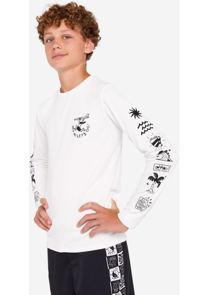 Olaian Çocuk Slim Fit Uzun Kollu UV Korumalı Tişört - Beyaz - 100