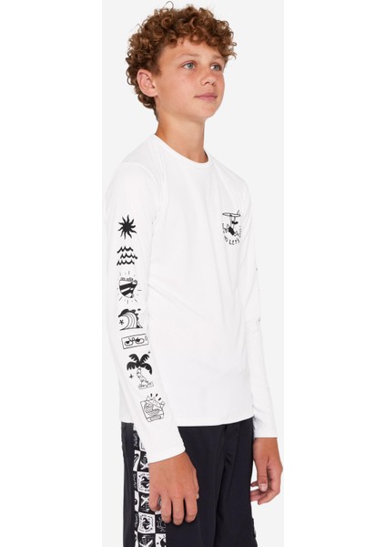 Olaian Çocuk Slim Fit Uzun Kollu UV Korumalı Tişört - Beyaz - 100