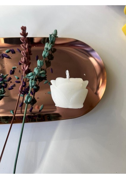 Mini Gül Mum Dekoratif Hediyelik Söz Nişan Kına Nikah Mumu 50 Adet