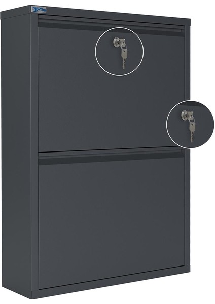 Kilitli 2'li Metal Ayakkabılık - Antrasit fiyatları