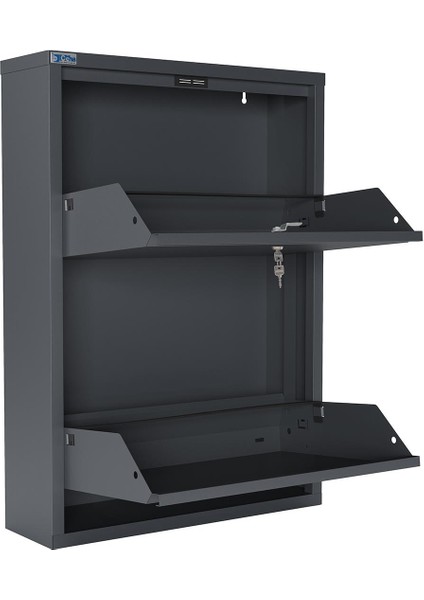 Kilitli 2'li Metal Ayakkabılık - Antrasit modelleri