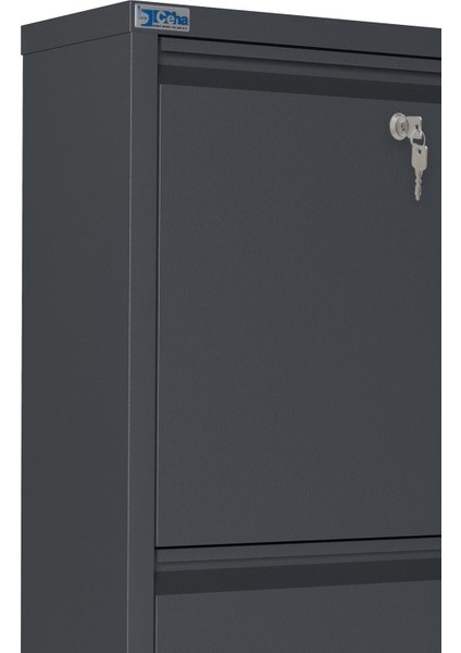 Kilitli 2'li Metal Ayakkabılık - Antrasit indirimleri