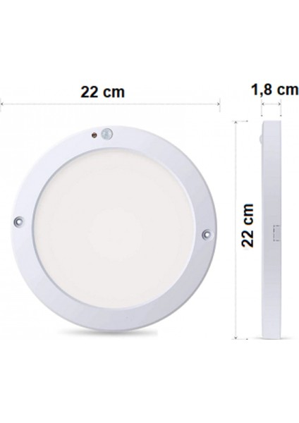 20W Gece Gündüz Sensörlü Sıva Üstü Tavan Armatür Cata Bologna Slim Kasa Panel LED Armatür 2100 Lm