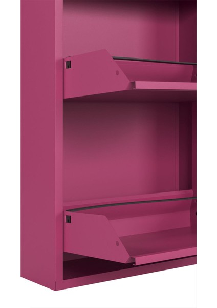 Kilitli Tablalı 4'lü Metal Ayakkabılık - Pembe