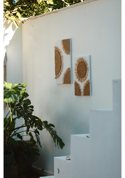 2'li Bohem Hasır Tablo Duvar Dekoru 40X60 / 35X50