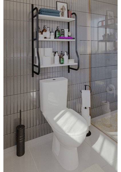 Elony Klozet Üstü Düzenleyici Raf Banyo Düzenleyici Raf Klozet Üstü Raf Banyo Raf Dolap