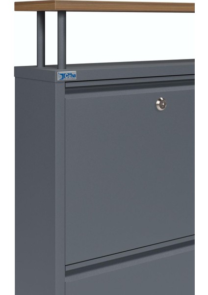 Kilitli Tablalı 4'lü Metal Ayakkabılık - Antrasit indirimleri