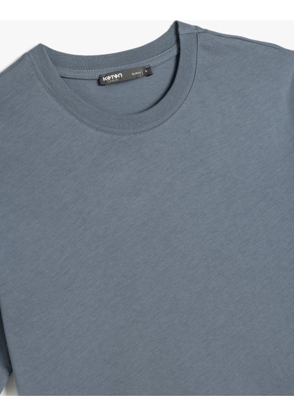 Pamuklu Kısa Kollu Bisiklet Yaka Basic Slim Fit Tişört modelleri